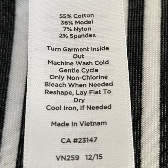 Talbots Slvless Striped Round Neck w Split V Cotton Modal Top Black & White Sz S - Picture 9 of 10